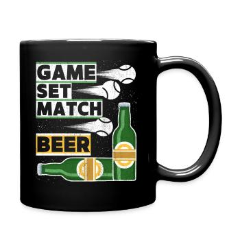 Tennis Spruch Game-Set-Match, Bier lustiger Spruch - Tasse einfarbig - Schwarz - Rechts
