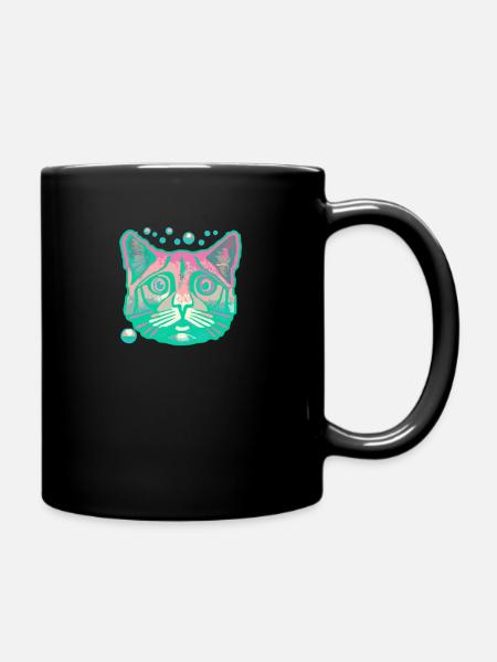 spirituelle grüne Yoga Katze - Tasse einfarbig - Schwarz