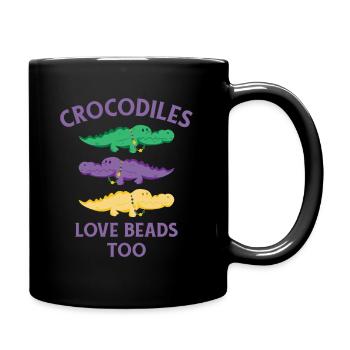 Mardi Gras Carnival Crocodile Beads Wildlife - Full Colour Mug - black - Right