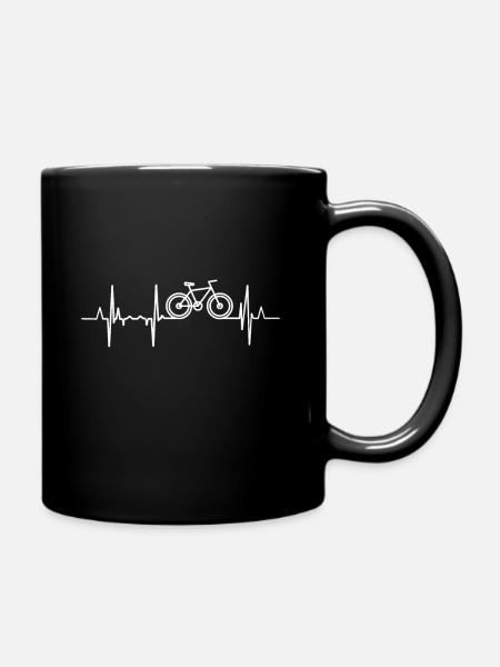 Radfahren Heartbeat Rennrad Pulse Line Fahrrad - Tasse einfarbig - Schwarz