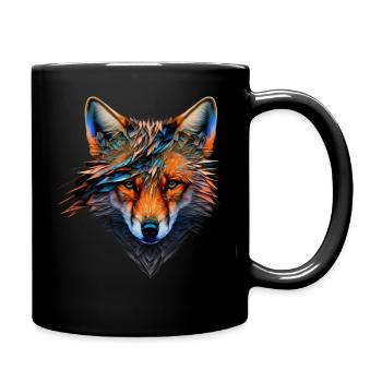Fuchs Polygon Tiermotiv Gesicht Zoo Tier Geschenk - Tasse einfarbig - Schwarz - Rechts