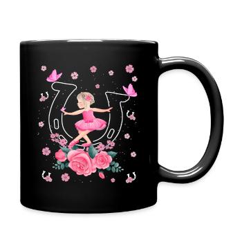 Ballerina in Tutu Dancing in Horseshoe Girls - Full Colour Mug - black - Right