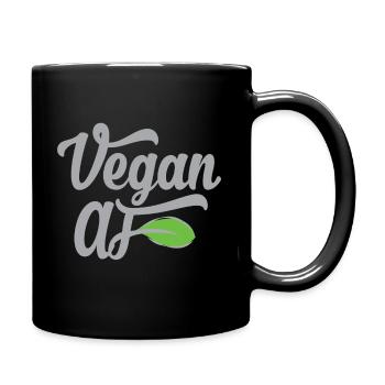 Vegan AF t shirt plant base food tee - Full Colour Mug - black - Right