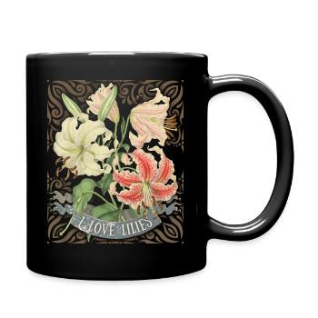 Vintage lily, tiger lily, botanical illustration - Full Colour Mug - black - Right
