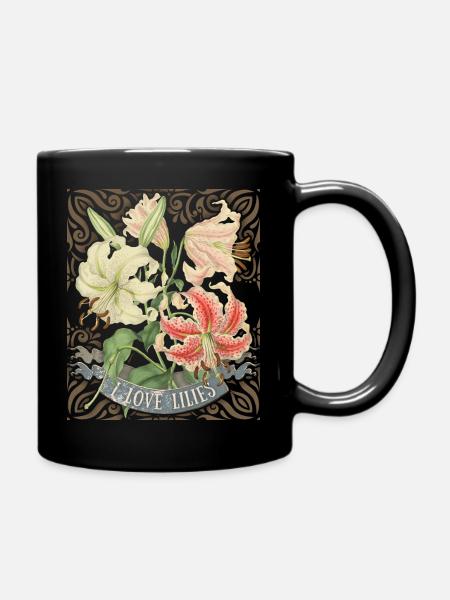 Vintage Lilie, Tigerlilie, botanische Illustration - Tasse einfarbig - Schwarz