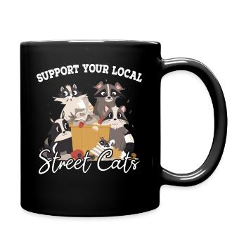Support Your Local Street Cats Waschbär Opossum - Tasse einfarbig - Schwarz - Rechts