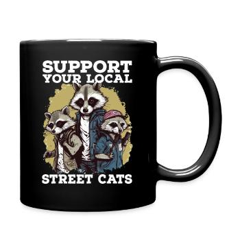 Support Your Local Street Cats Raccoon Opossum - Full Colour Mug - black - Right