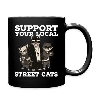 Support Your Local Street Cats Raccoon Opossum - Full Colour Mug - black - Right