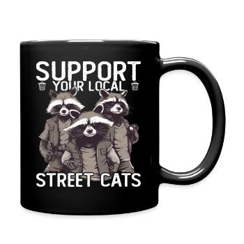 Support Your Local Street Cats Raccoon Opossum - Full Colour Mug - black - Right