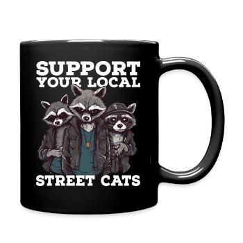 Support Your Local Street Cats Raccoon Opossum - Full Colour Mug - black - Right