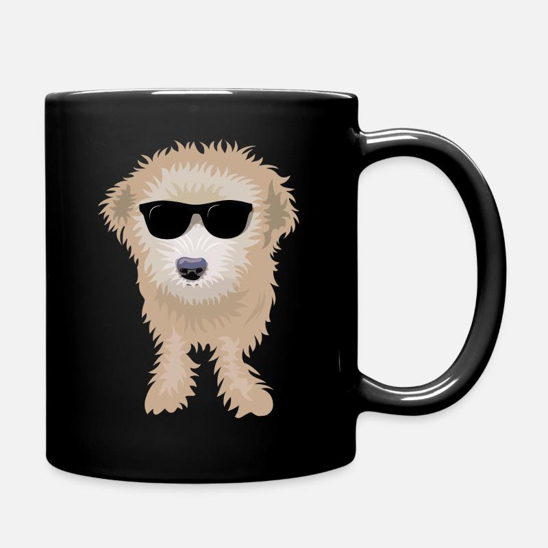 Cockapoo wearing sunglasses - Full Colour Mug - black