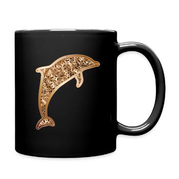 Steampunk dolphin abstract design - Full Colour Mug - black - Right