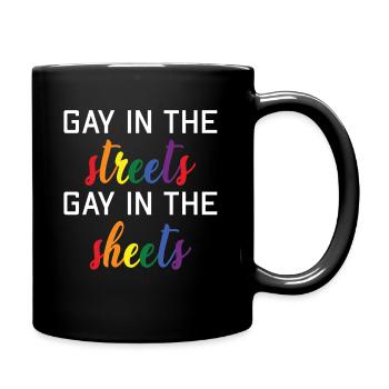 Gay on the street Gay in bed - Full Colour Mug - black - Right