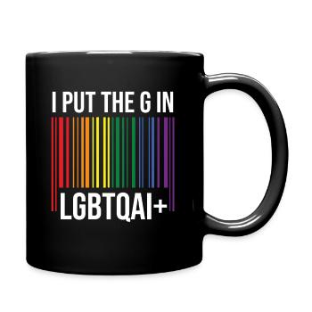 I put the G in LGBTQAI+ - Full Colour Mug - black - Right