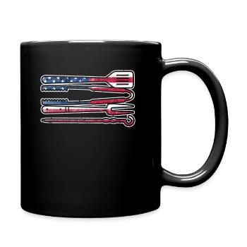 Amerikanische Flagge Grillen USA Patriotisch BBQ - Tasse einfarbig - Schwarz - Rechts