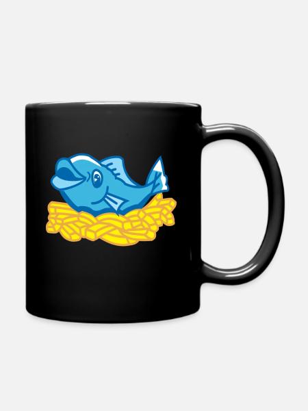 Fish & Chips - Full Colour Mug - black