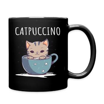 Catpuccino Katze in Kaffee-Tasse - Tasse einfarbig - Schwarz - Rechts