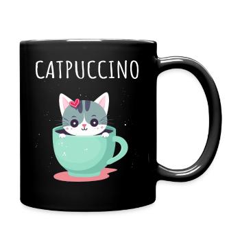 Catpuccino Katze in Kaffee-Tasse - Tasse einfarbig - Schwarz - Rechts