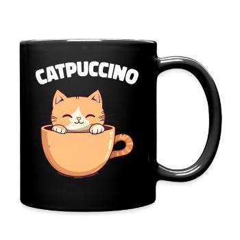 Catpuccino Katze in Kaffee-Tasse - Tasse einfarbig - Schwarz - Rechts