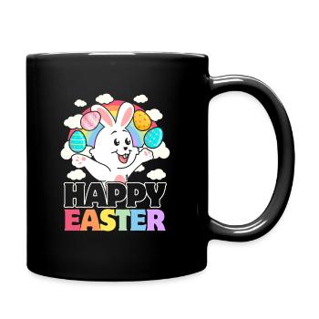 Happy Easter - White Rabbit Easter Eggs - Full Colour Mug - black - Right