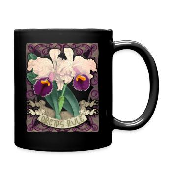 Illustration d’orchidées vintage, drôle de dicton - Mug uni - noir - Droite