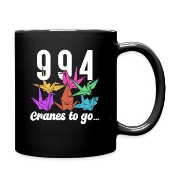 Origami Paper Crane Wishing Japanese Paper - Full Colour Mug - black - Right