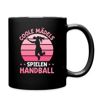 Coole Mädels spielen Handball - Tasse einfarbig - Schwarz - Rechts
