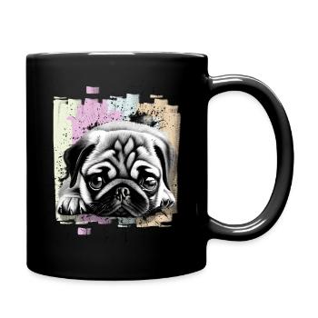 Mops - Tasse einfarbig - Schwarz - Rechts