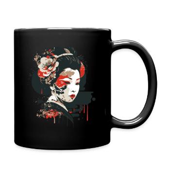 retro Geisha girl - Tasse einfarbig - Schwarz - Rechts