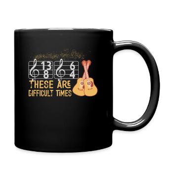 These Are Difficult Times Funny Music Pun - Full Colour Mug - black - Right