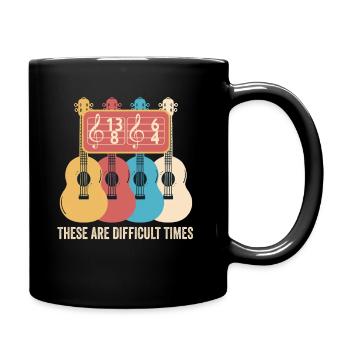These Are Difficult Times Funny Music Pun - Full Colour Mug - black - Right