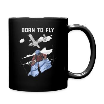 Born To Fly Funny Jumping - Full Colour Mug - black - Right