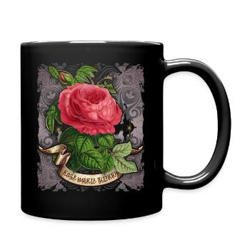 Antique rose vintage botanical illustration - Full Colour Mug - black - Right