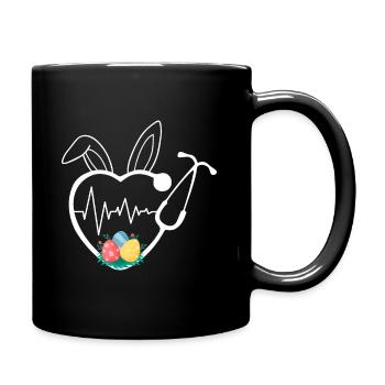 Stethoscope Easter Nurse Life Egg Nurse Easter - Full Colour Mug - black - Right