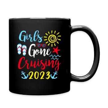 Womens Girls Gone Cruising 2023 Vacation Girl - Full Colour Mug - black - Right