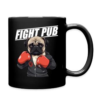 Fight Pub Mops mit Boxhandschuhen - Tasse einfarbig - Schwarz - Rechts