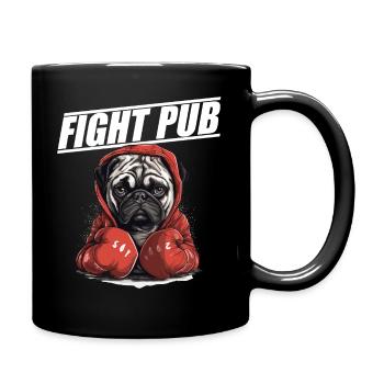 Fight Pub Mops mit Boxhandschuhen - Tasse einfarbig - Schwarz - Rechts