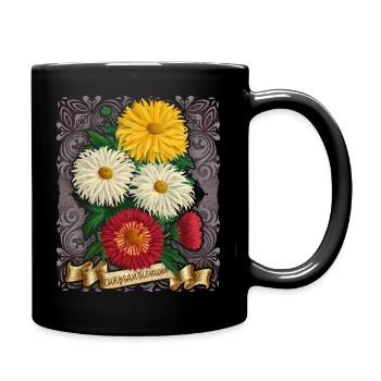 Illustration botanique de fleur de chrysanthème vintage - Mug uni - noir - Droite