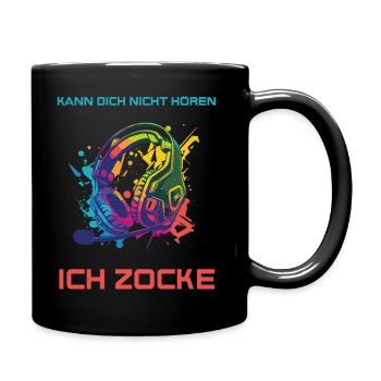 Kann dich nicht hören ich zocke - Gamer, Headset - Tasse einfarbig - Schwarz - Rechts