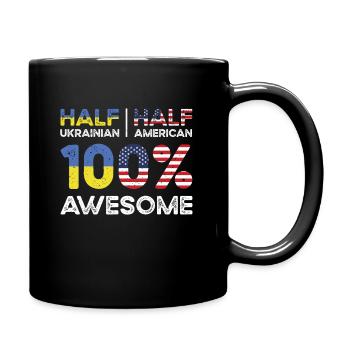 Born Ukrainian Ukraine American USA Citizenship - Full Colour Mug - black - Right