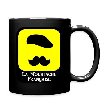 La Moustache Française - Logo jaune et noir - Mug uni - noir - Droite