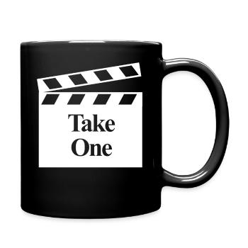 Klappe - nimm eins - Tasse einfarbig - Schwarz - Rechts