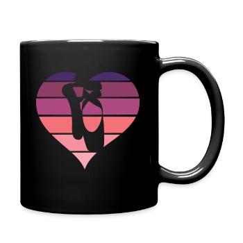 Ballettschuhe und Herz - Tasse einfarbig - Schwarz - Rechts