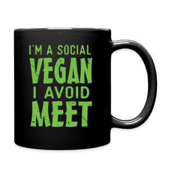 Ich bin ein Social Veganer, den ich vermeide - Tasse einfarbig - Schwarz - Rechts