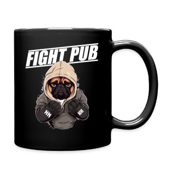Fight Pub Mops mit Boxhandschuhen Boxer - Tasse einfarbig - Schwarz - Rechts