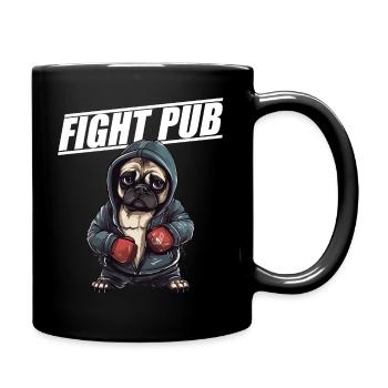 Fight Pub Mops mit Boxhandschuhen Boxer - Tasse einfarbig - Schwarz - Rechts