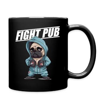 Fight Pub Mops mit Boxhandschuhen Boxer - Tasse einfarbig - Schwarz - Rechts
