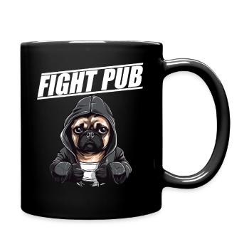 Fight Pub Mops mit Boxhandschuhen Boxer - Tasse einfarbig - Schwarz - Rechts