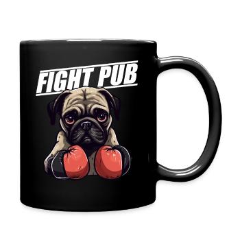 Fight Pub Mops mit Boxhandschuhen Boxer - Tasse einfarbig - Schwarz - Rechts