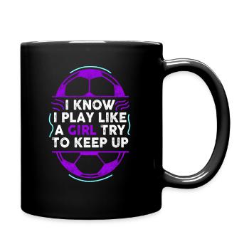 Je sais que je joue comme une fille essaie de suivre - Mug uni - noir - Droite